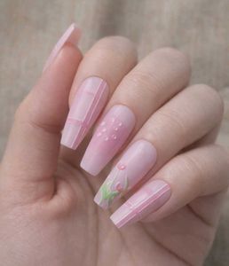 Cute Pink Floral Press-On Nails