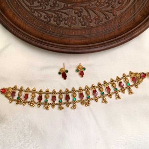 Traditional Antique Gold Plated Choker Necklace Se