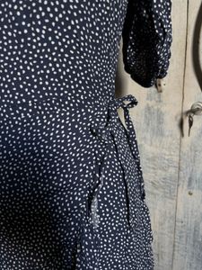 Navy Polka Dot Wrap Dress