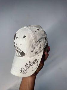 White Baseball Cap with Floral Design