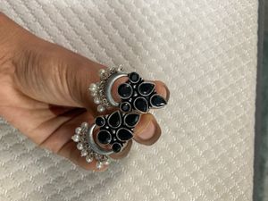 Germen Silver Black Stone With White Pearls