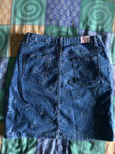 PRICE DROP!! Y2k Cute Heart Print Denim Skirt