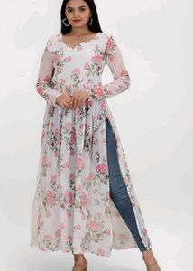 Women's Floral Print Long Kurta