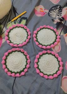 Crochet Tulip Coasters Set of 4