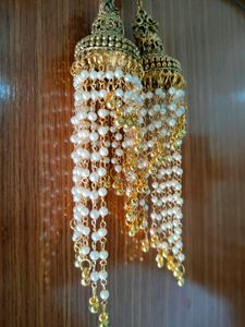 Elegant Gold Jhumka Earrings with Pearls