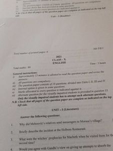 Exam Paper for class 10