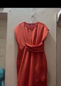 Chic Orange Textured Dress