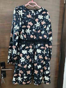 Women's Black Floral Midi Dress