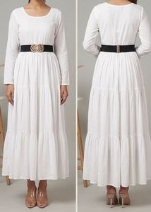 Elegant Tiered Maxi Dress with Belt