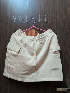 Combo -White Button-Up Cropped Top and skirt set