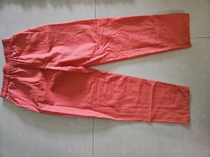 Coral Linen Blend Pants with belt
