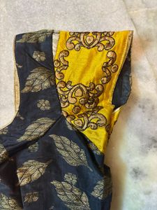 Vibrant Yellow Floral Print Saree