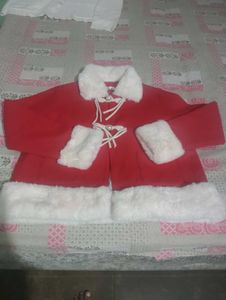 Festive Red Coat with White Fur Trim