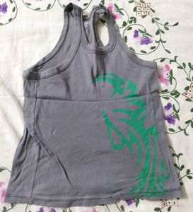 Gray Tank with Green Graphic