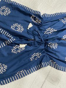 Navy Blue Kurta Set with Cream Pants