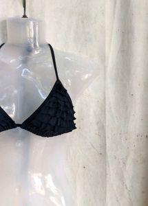 Black Ruffled Bikini Top