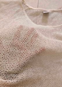 Cream Knitted Short Sleeve Top