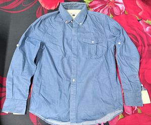 Men's Blue Denim Casual Shirt L Size