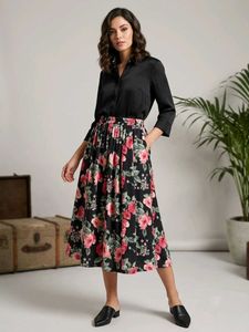 Floral Print Midi Skirt