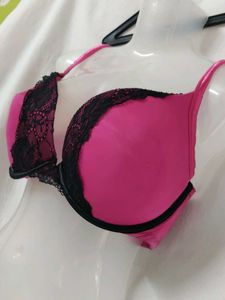 casique Pink &amp; Black Lace Bra