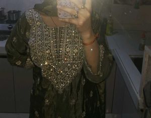 Elegant Olive Kurta Set with Sharara
