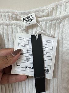 White Ribbed Knit Tie-Strap Tank Top