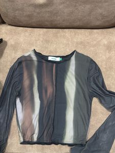 Mesh Tie-Dye Long Sleeve Top