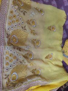 Beautiful Yellow Embroidered Saree