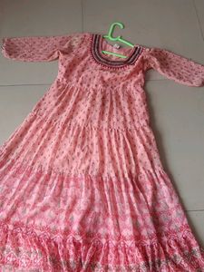 Pretty Pink Tiered Ethnic Gown