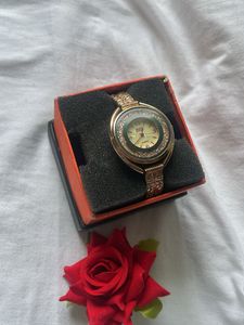 SK Luxury Rose Gold Watch - Elegant Diamond Studde