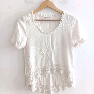 Off White High Low Crop Top