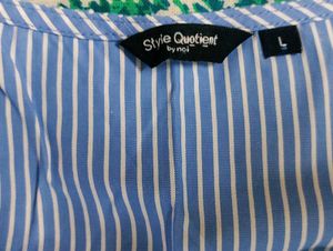 Blue Striped Formal Top