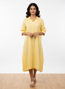 Yellow Striped Kurti Dress