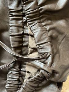 Women brownish leather maxi skirt