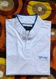 Stylish Men's White Printed Polo T-Shirt