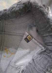 New Grey Denim Jeans with Cute Butterfly Print