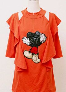 Cute Mickey Mouse Orange Ruffle Top