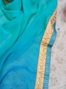 Elegant Beige and Blue Saree