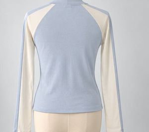 Baby Blue &amp; Cream Zip-Up Top