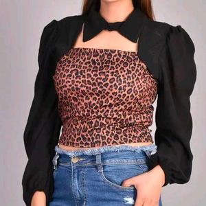 Leopard Print Top with Bolero