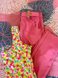 Floral Tank & Pink Pants Set