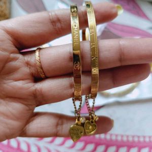 Chanel Inspired Bangle Set with heart charms