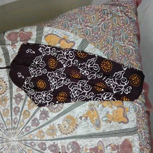 Beautiful Brown Kurta with Yellow Dupatta