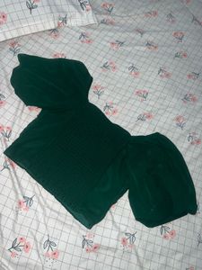 Stylish Emerald Green Puff Sleeve Top