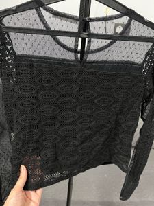 Elegant Black Lace Long Sleeve Top
