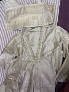Max Beige Embroidered Kurta
