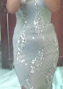 Sparkling Grey Evening Gown