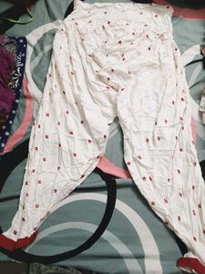 White Ethnic Salwar only with Red Print