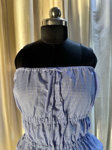 Blue Gingham Smocked Bandeau Top &amp; Skirt Set
