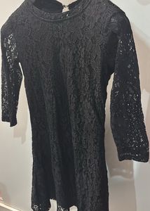 Pantaloons Black Lace Mini Dress